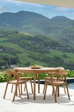 Bok Outdoor Dining Chair -Saffron + Poe 10155 Bok outdoor chair teak 10298 Bok outdoor table round 1 Saffron and Poe Ethnicraft