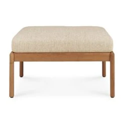 Muir Outdoor Footstool 16 Muir Outdoor Footstool -Saffron + Poe 10247 Teak Jack outdoor footstool natural fabric side cut Saffron and Poe Ethnicraft