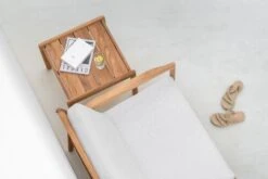 Muir Outdoor Side Table -Saffron + Poe 10257 Teak Jack outdoor side table 10250 Teak Jack outdoor lounge chair off white Saffron and Poe Ethnicraft