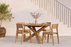 Loma Outdoor Dining Table -Saffron + Poe 10285 Teak EX 1 Outdoor chair 10281 Teak Circle Outdoor dining table Saffron and Poe Ethnicraft
