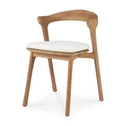 Bok Outdoor Dining Chair -Saffron + Poe 10351 Teak Bok natural outdoor dining chair off white side cut Saffron and Poe Ethnicraft