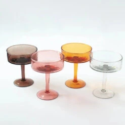 Handblown Hammered Coupe Cocktail Glasses, Amber - Set Of 4 -Saffron + Poe 3bebb73c0d924f2cbb91fe8ae1458a97