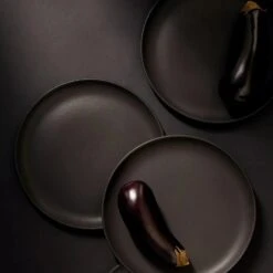 Tunisian 12pc Dinnerware Set - Dinner Plate, Side Plate + Bowl - Matte Black -Saffron + Poe 476 19793 23101146 1 A1