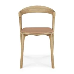 Bok Dining Chair - Oak + Beige Leather -Saffron + Poe 51483 Bok dining chair varnished oak Sienna leather front cut Saffron and Poe Ethnicraft