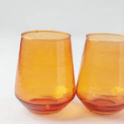 Handblown Glass Tumbler (set Of 4) - Amber -Saffron + Poe 661e4c6e09364cf2914bf42c13be2461