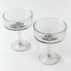 Handblown Hammered Coupe Cocktail Glasses, Clear - Set Of 4