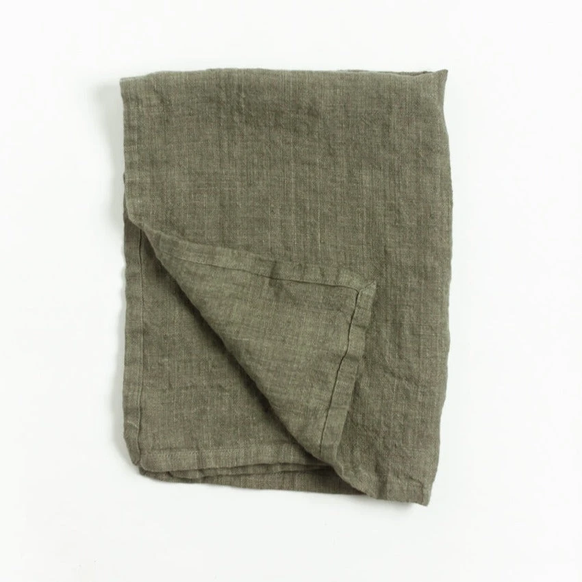 Stone Washed Linen Tea Towel - Sage 2 Stone Washed Linen Tea Towel - Sage - Image 2