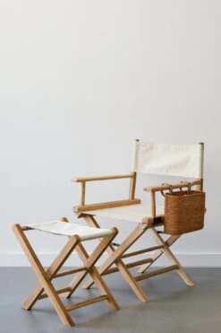 Director's Chair - Oatmeal -Saffron + Poe AngeldView IvoryDirectorsChair IvoryStool WithBasket SaffronandPoe