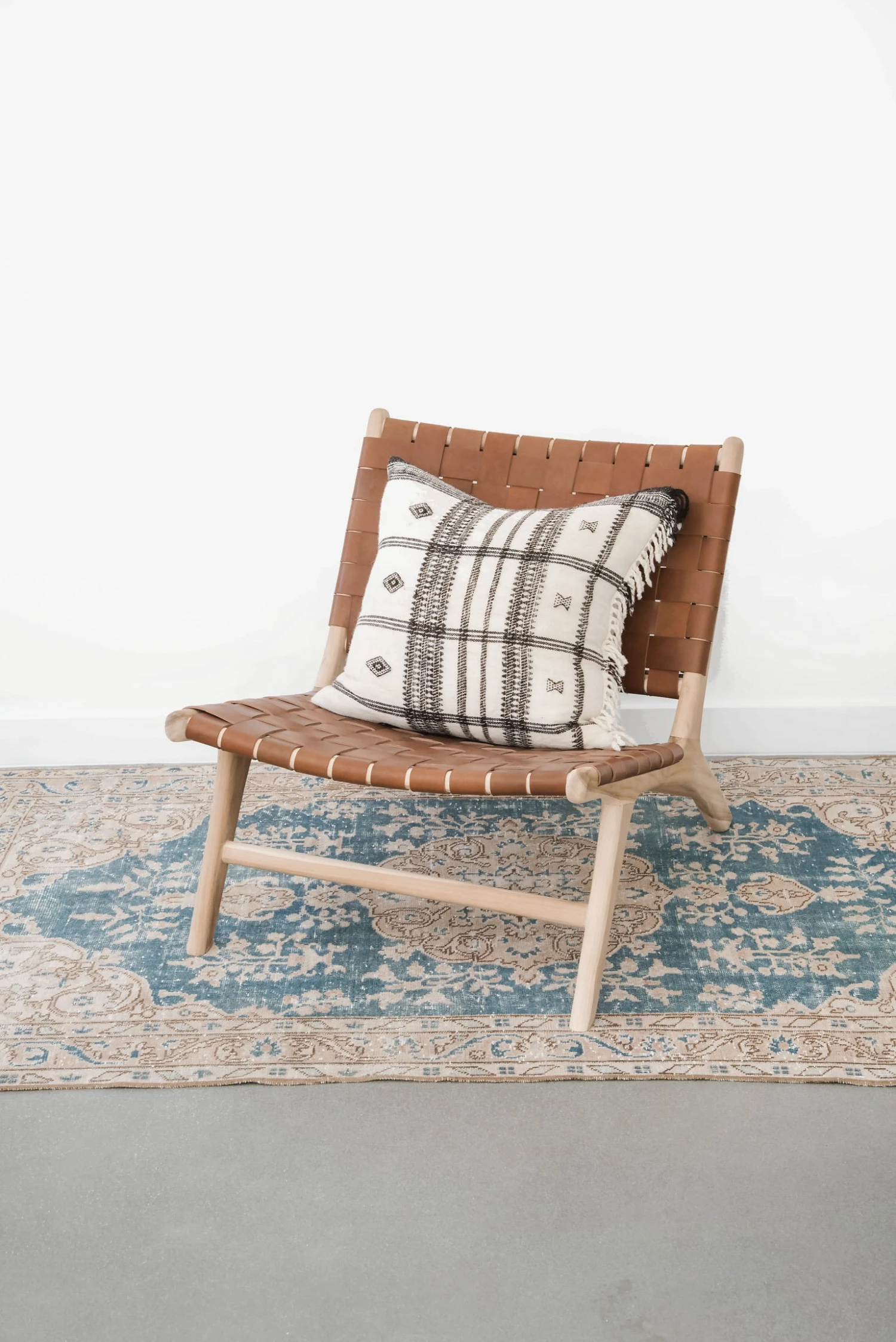 Woven Leather Lounge Chair - Saddle - Second Quality 2 Woven Leather Lounge Chair - Saddle - Second Quality - Image 2