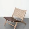 Leather And Rattan Lounge Chair