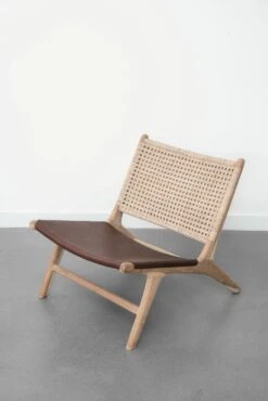 Leather And Rattan Lounge Chair