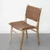 Woven Leather Dining Chair - Saddle