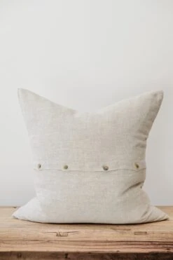 Natural Linen Pillow -Saffron + Poe Back No.50 Natural Linen Pillow