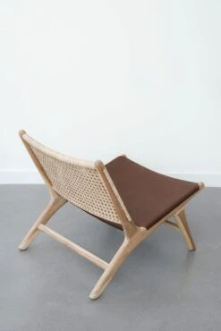 Leather And Rattan Lounge Chair -Saffron + Poe Back Rattan And Leather Lounge Chair