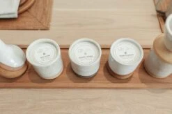 Uzumati Ceramic Desert In Bloom Candle -Saffron + Poe Close up Uzumati Desert In Bloom Candle on Serving Tray