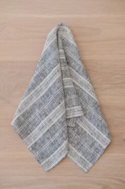 Blue/Grey Stripe Linen Hand Towels (Set Of 2)