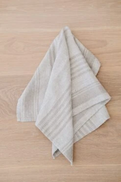 Natural Stripe Linen Hand Towels (Set Of 2)