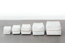 Hand-Beaded Bali Baskets - Solid White -Saffron + Poe Front Five Hand Beaded Bali Baskets Solid White