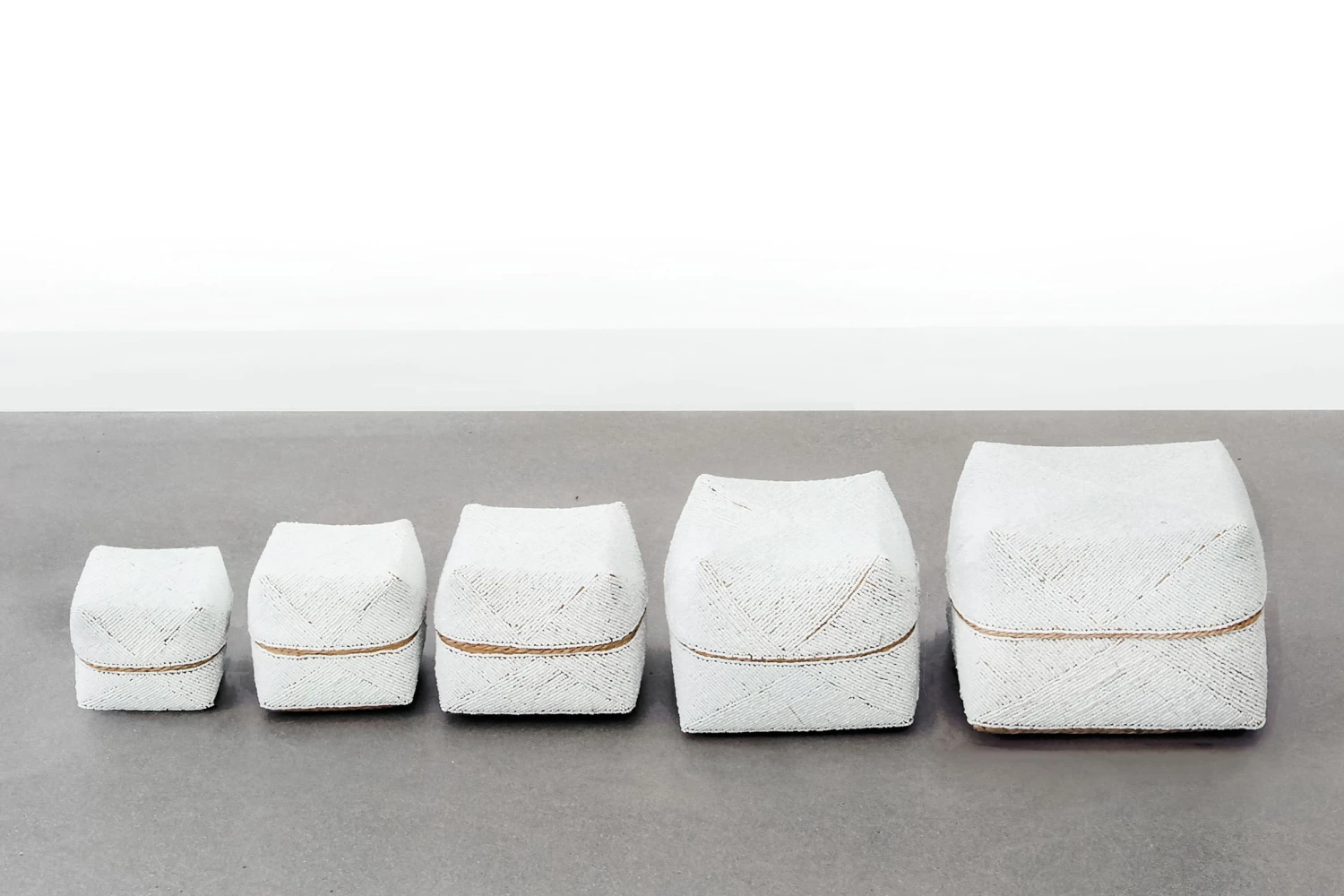 Hand-Beaded Bali Baskets - Solid White - Second Quality 6 Hand-Beaded Bali Baskets - Solid White - Second Quality - Image 6