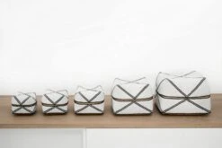 Hand-Beaded Bali Baskets - White With Black Diamond Outline - Second Quality -Saffron + Poe Front Five Hand Beaded Bali Baskets With White And Black Diamond Outline 35153fda dfec 4dd2 8038 6b953d30f11b