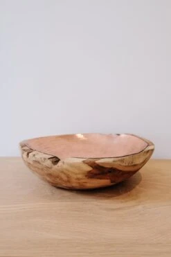Hammered Copper And Teak Bowl
