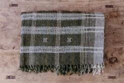 Handwoven Bhujodi Blanket - Olive