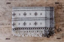 Handwoven Bhujodi Bed Throw - Natural