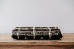 Handwoven Bhujodi Blanket - Dark Brown -Saffron + Poe Front Handwoven Indian Bhujodi Bed Throw Brown