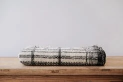 Handwoven Bhujodi Blanket - Natural -Saffron + Poe Front Handwoven Indian Bhujodi Bed Throw Natural