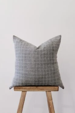 Dusty Blue Embroidered Pillow No. 03