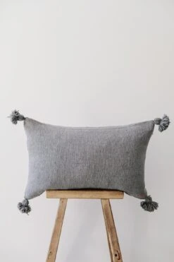 Grey Moroccan Pom Pillow