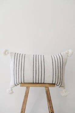 Black Stripe Moroccan Pom Pillow