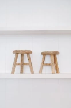 Petite Vintage Stool -Saffron + Poe Front Petite Round Stools Different Variations