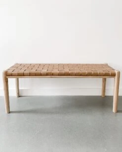 Woven Leather Bench - Beige - Second Quality 9 Woven Leather Bench - Beige - Second Quality -Saffron + Poe Front Woven Leather Strap Bench Beige 48 e8575180 469d 4ab1 bbdd 52ebcf5075a5