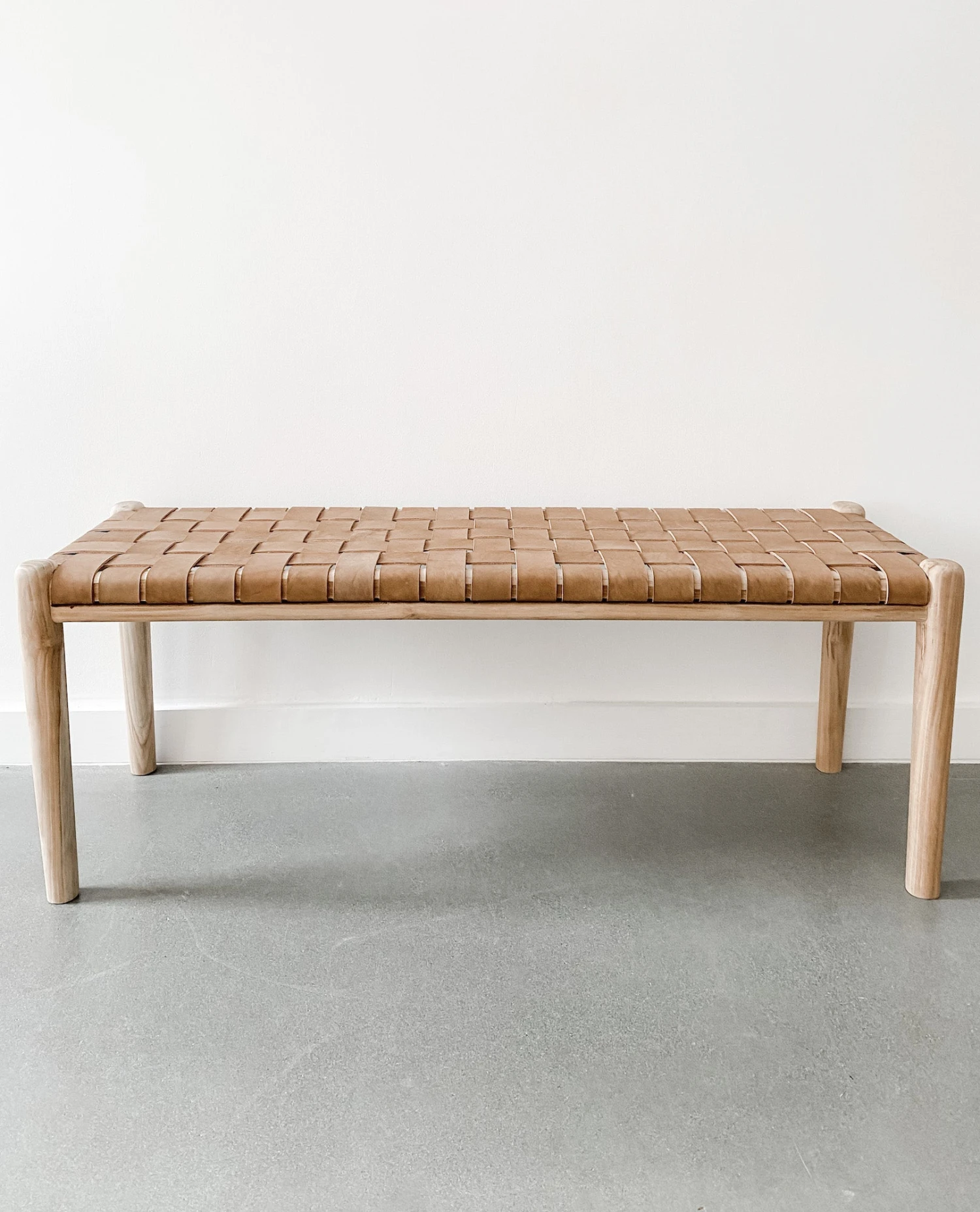 Woven Leather Bench - Beige - Second Quality 4 Woven Leather Bench - Beige - Second Quality - Image 4