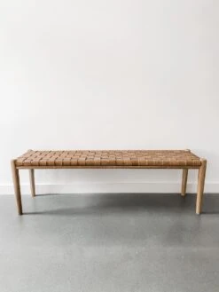 Woven Leather Bench - Beige - Second Quality