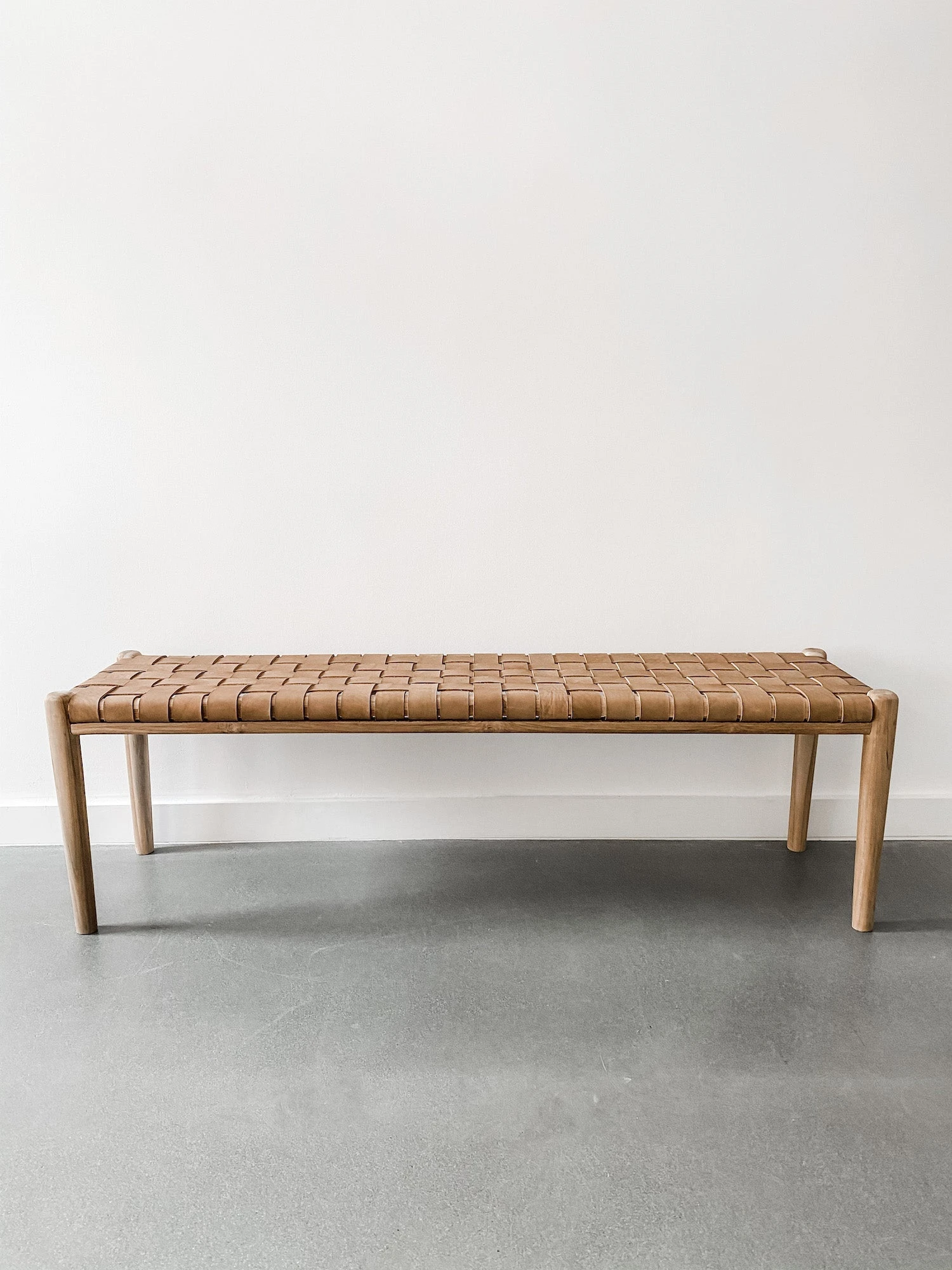 Woven Leather Bench - Beige - Second Quality 1 Woven Leather Bench - Beige - Second Quality