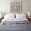 Moroccan Pom Bed Throw - Grey