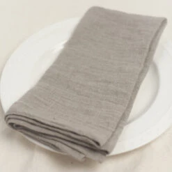 Stone Washed Linen Napkins, Flax - Set Of 4 -Saffron + Poe IN LDHM FX 4