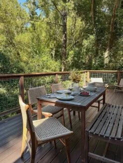 Marin Dining Chair -Saffron + Poe Indoor Outdoor Marin Woven Faux Rattan Dining Chair Saffron and Poe Deck2 5ccef265 bba1 4c23 bddb e374fed7a579