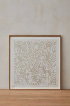Otomi Textile - Ivory - Hand-Embroidered + Framed