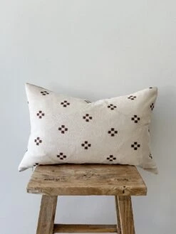 Brown Checkered Lumbar Pillow