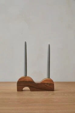 Wave Candlestick Holder - Walnut