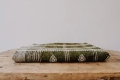 Handwoven Bhujodi Blanket - Olive -Saffron + Poe Side Handwoven Bhujodi Blanket Green