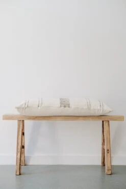 Grey Stripe Handwoven Colombian Lumbar Pillow 5 Grey Stripe Handwoven Colombian Lumbar Pillow -Saffron + Poe Side No.50 Azulina Handwoven Columbian Lumbar Pillow Ivory with Grey Stripes