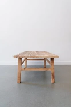 Vintage Wood Coffee Table - Light Elm -Saffron + Poe Side Vintage Elmwood Coffee Table