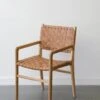 Woven Leather Dining Arm Chair- Beige