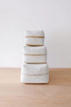 Hand-Beaded Bali Baskets - Solid White
