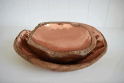 Hammered Copper And Teak Bowl -Saffron + Poe Stacked Set Hammered Copper Teak Root Bali Accent Bowl
