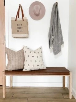 Beige Embroidered Pillow -Saffron + Poe Styled Brown Checkered Pillow with Beige Embroidered Pillow